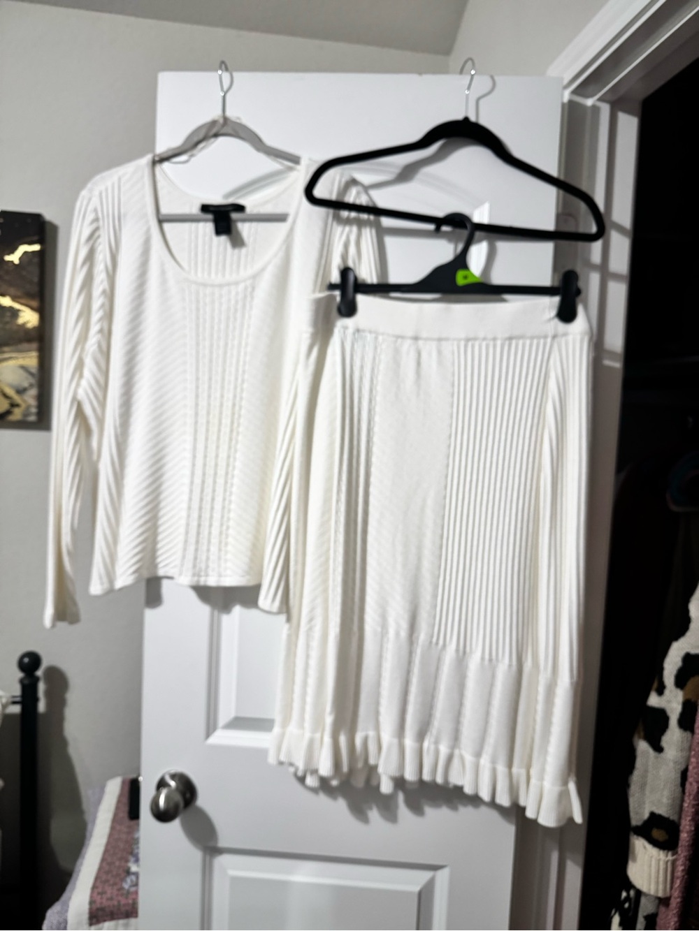 Ashley Stewart Cream Knit Pleated Midi Skirt